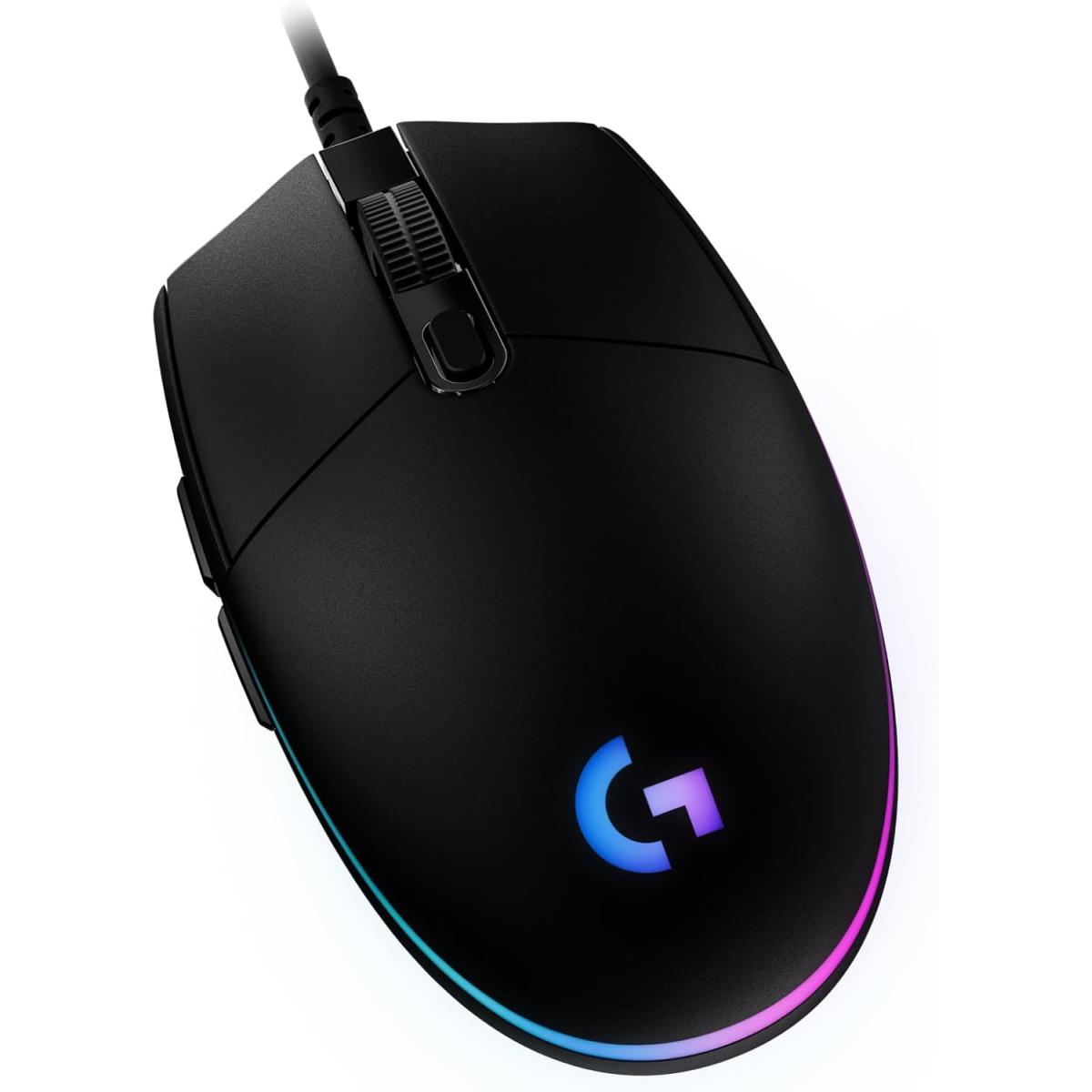 Logitech G203 Wired Gaming Mouse, 8,000 DPI, Rainbow Optical Effect LIGHTSYNC RGB, 6 Programmable Buttons, On-Board Memory, Screen Mapping, PC/Mac Computer and Laptop Compatible - Black | G203Black |