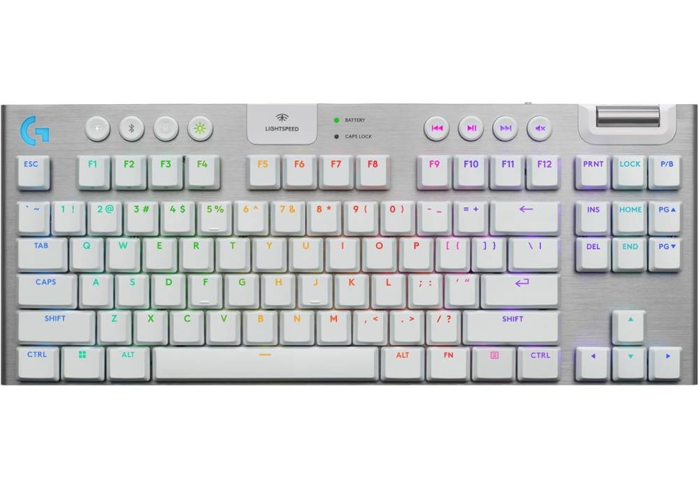 Logitech G915 X LIGHTSPEED TKL Tactile Wireless Gaming Keyboard – Tactile GL Low‑Profile Switches, Tri‑Mode Connectivity, KEYCONTROL Customization, LIGHTSYNC RGB, Aluminum Alloy Build, White