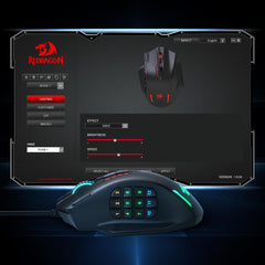 Redragon M908 Impact RGB LED MMO Gaming Mouse with 12 Side Buttons, Optical Wired Ergonomic Mouse with Max 12,400DPI, High Precision, 18 Programmable Macro Shortcuts, Comfort Grip