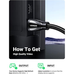 UGREEN 8K HDMI Cable 1.5 M, 48Gbps Ultra High Speed Braided HDMI Cord 10K 8K@60Hz 4K@240Hz, eARC HDR10 HDCP 2.2&2.3, Compatible with PS5/Xbox Series X/Roku TV/HDTV/Blu-ray