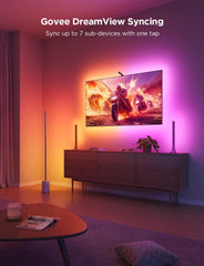 TV Backlight 3 Lite with Fish-Eye Correction Function Sync to 40-50 Inch TVs, 7.8ft RGBICW Wi-Fi LED Strip Lights with Camera, 4 Colors in 1 Lamp Bead, Voice and APP Control, Adapter