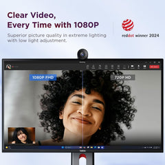 FHD Webcam, 1080p Resolution, 30 fps, Dual Noise-Cancelling Microphones, AI Noise Cancellation and Enhanced Image Quality, Physical Privacy Shutter, Microsoft Terms Certified, Black