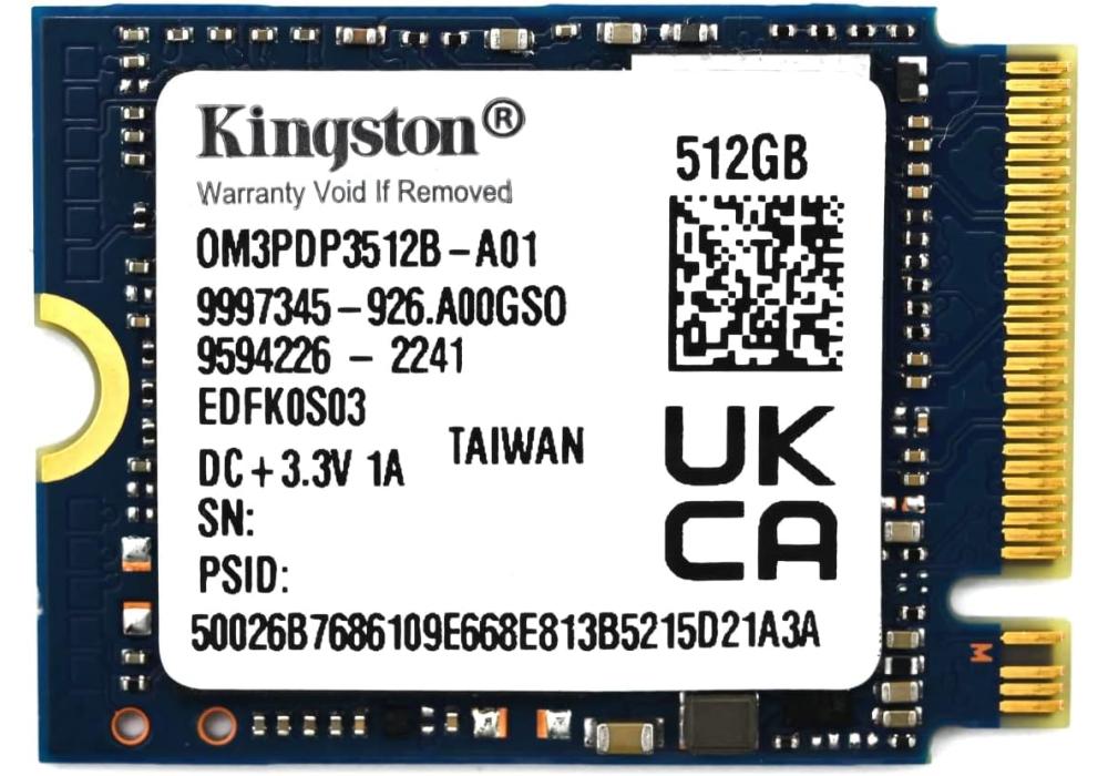 Kingston 512GB 2230 M.2 NVMe PCIe 3.0x4 SSD Solid State Drive Read/Write Speed - Up to 2400/1100 MB/s