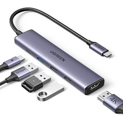 UGREEN USB C Hub, 5-in-1 USB-C Hub with 4K@60Hz HDMI, 100W Power Delivery, 3 USB-A 3.0 Data Ports, USB C Dock Adapter for MacBook Pro-Air, iPad Pro, Mac Mini, Surface, XPS, Thinkpad, Galaxy, and More - 15597 -