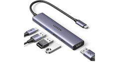 UGREEN USB C Hub, 5-in-1 USB-C Hub with 4K@60Hz HDMI, 100W Power Delivery, 3 USB-A 3.0 Data Ports, USB C Dock Adapter for MacBook Pro/Air, iPad Pro, Mac Mini, Surface, XPS, Thinkpad, Galaxy, and More