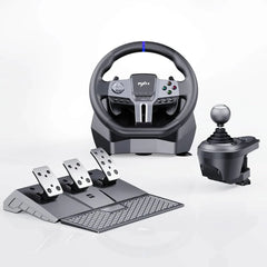 PXN-V9 Gen2 Steering Wheel Gaming, Steering Wheel Xbox PC, 270/900° Car Simulation with Dual-Mode, 3-in-1 Pedals and Shifter Bundle for PC, PS4, PS3,Xbox One, Xbox Series X/S,Switch, - CompuMe