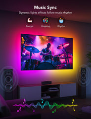 TV LED Backlight Strip, RGBIC Smart LED Backlight for 40-50inch TVs, Music Sync, Wi-Fi Bluetooth & App Control, Works with Alexa & Google Assistant, 77 Scene Modes, Adapter