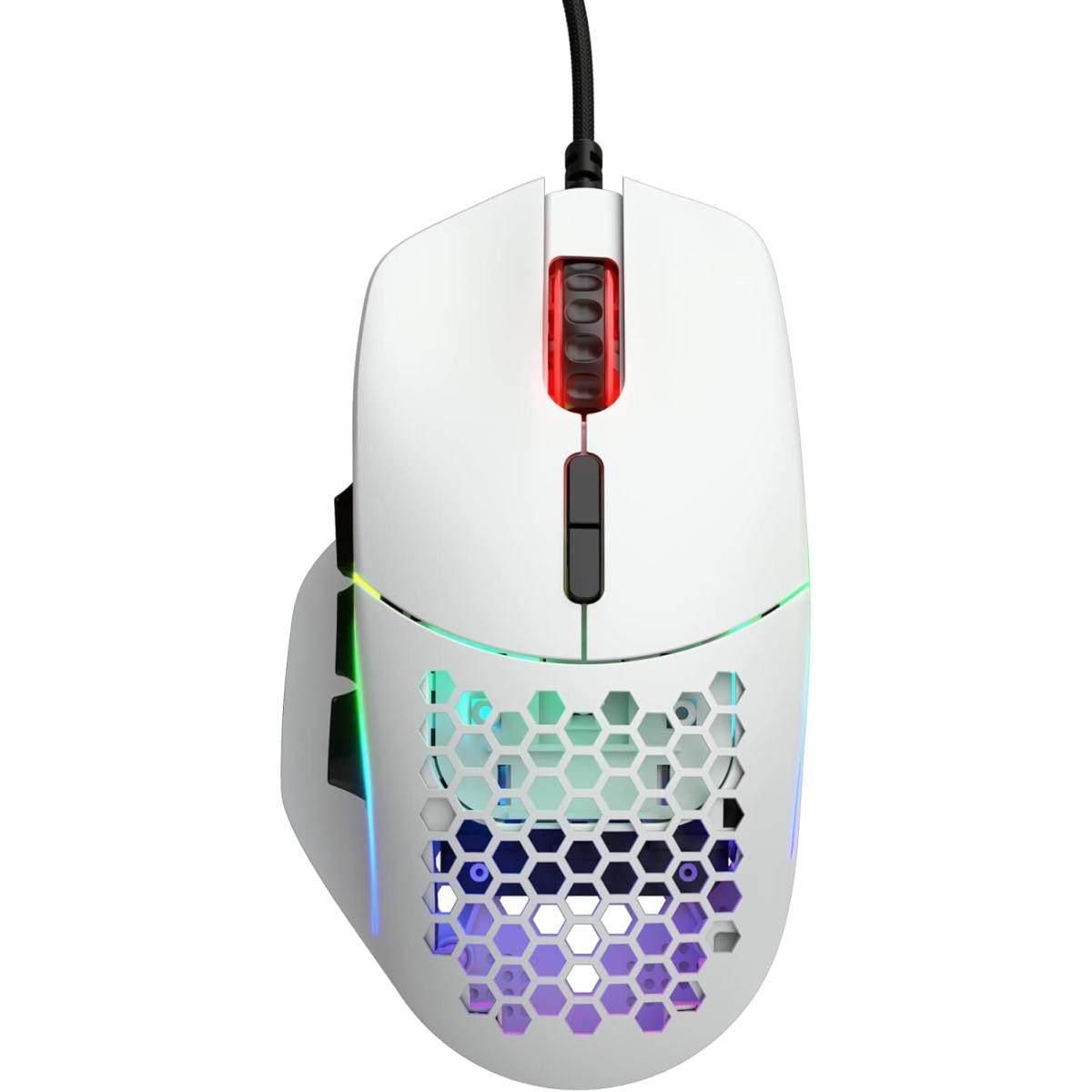 Glorious Gaming Model I RGB Wired Gaming Mouse 69g Superlight, 19K DPI w/ 2 Swappable Buttons, 9 Programmable Buttons, Side Thumb Rest - White | Glorious Model I White | - CompuMe Glorious Gaming Model I RGB Wired Gaming Mouse 69g Superlight, 19K DPI w/ 2 Swappable Buttons, 9 Programmable Buttons, Side Thumb Rest - White | Glorious Model I White | - CompuMe