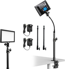 2 Packs LED Video Key Light,Streaming Light Dimmable Bi-Color 3200-5600k Video Conference Lighting with Gooseneck Tubes Desk Panel Lights for Podcast/Streaming/Gaming/Zoom Call/Broadcast/YouTube