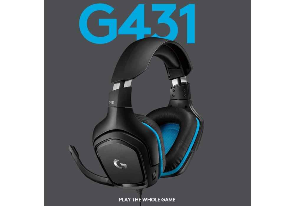 Logitech G431 with 7.1 Surround Sound, DTS X 2.0, 50 mm Audio Drivers, USB and 3.5 mm Jack, Flip-to-Mute Mic Wired Over Ear Headphones with Mic for PC - Black