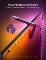 TV Backlight 3 Lite with Fish-Eye Correction Function Sync to 75-85 Inch TVs, 16.4ft RGBICW Wi-Fi LED Strip Lights with Camera, 4 Colors in 1 Lamp Bead, Voice and APP Control, Adapter