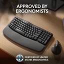 Logitech Wave Keys Wireless Ergonomic Keyboard with Cushioned Palm Rest, Comfortable Natural Typing, Easy-Switch, Bluetooth, Logi Bolt Receiver, for Multi-OS, Windows/Mac, AR Layout - Graphite