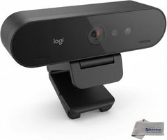 Logitech BRIO 4K Webcam Business PRO - Crystal-Clear Video, Privacy Shutter, HDR Enhanced Lighting, Noise-Cancelling Microphone, 960-001105, Windows, macOS, ChromeOS Compatible, Global Teck Cloth