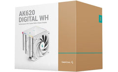 DeepCool AK620 Digital CPU Air Cooler Mighty 260w TDP 6 Copper Heat Pipes Dual-Tower CPU Cooler w/ ARGB LED Strip & Digital Screen Displays , White