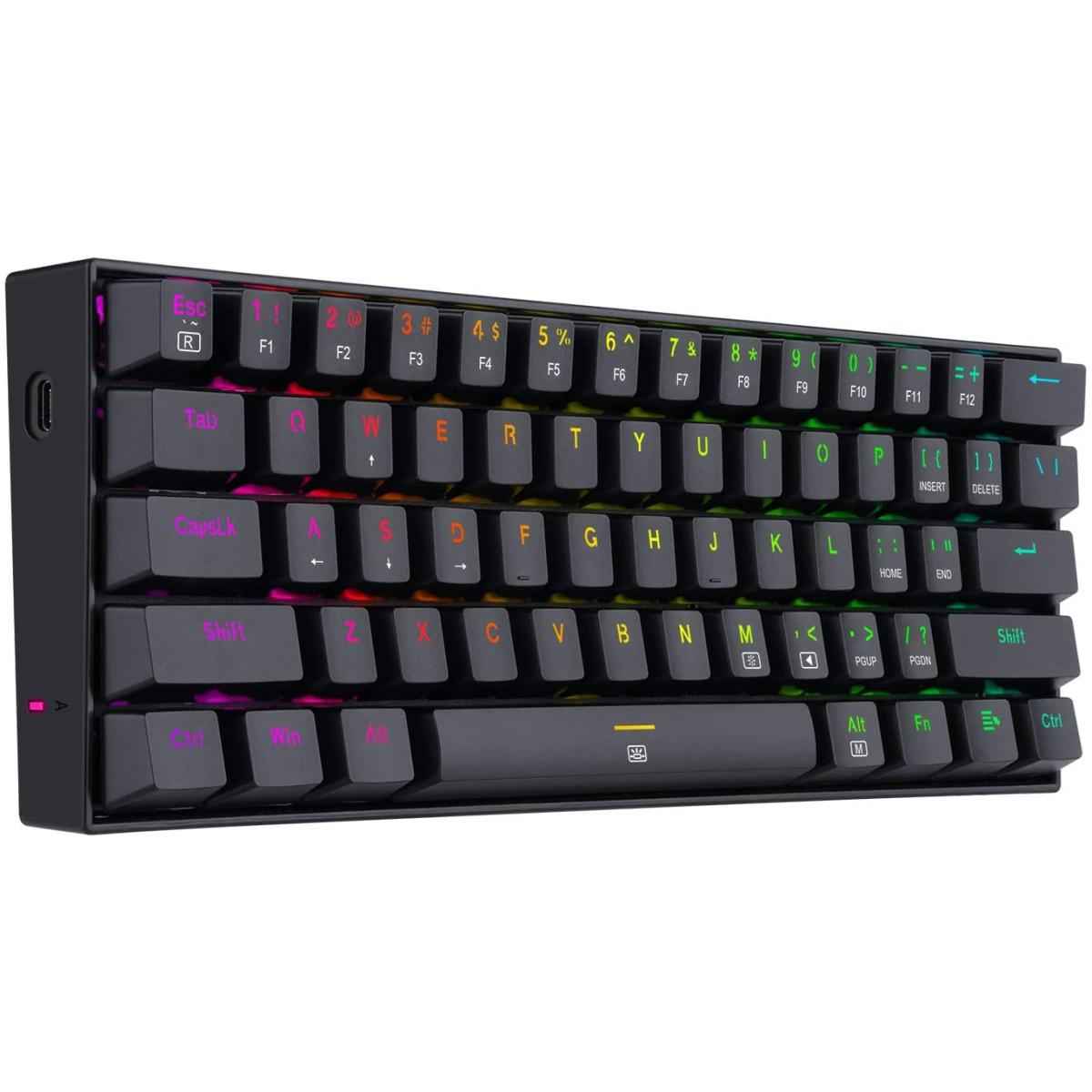 Redragon K630 Dragonborn 60% Wired Rgb Gaming Keyboard, 61 Keys Compa Mechanical Keyboard With Linear Blue Switch, Pro Driver Support, Black