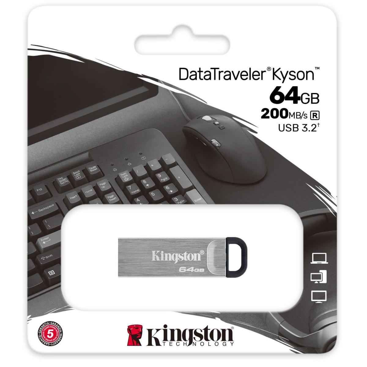 Kingston Datatraveler Kyson 64gb High Performance Usb 3.2 Metal Flash Drive