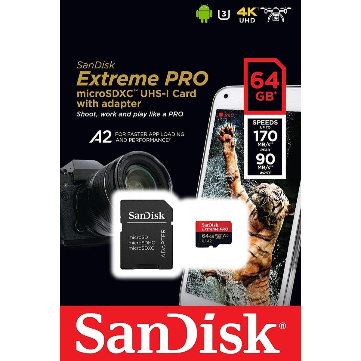 Sandisk Extreme Pro 64gb Microsdxc Uhs I V30 200mb/s Read 140mb/s Write Memory Card For 4k Video On Smartphones Aion Cams & Drones Sandisk Extreme Pro 64gb Microsdxc Uhs I V30 200mb/s Read 140mb/s Write Memory Card For 4k Video On Smartphones Aion Cams & Drones