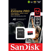 Sandisk Extreme Pro 64gb Microsdxc Uhs I V30 200mb/s Read 140mb/s Write Memory Card For 4k Video On Smartphones Aion Cams & Drones - CompuMe