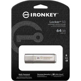 Kingston Ironkey Locker+ 50 64gb Encrypted Flash Drive Usb 3.2 Xts Aes Proteion Multi Password Security Options Automatic Cloud Backup Metal Casing