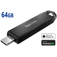 Sandisk 64gb Ultra Usb Type C Up To 150mb/s Include Encryption, Backup & Recovery Apps Flash Drive For Phones, Laptops, & Tablets , Black - CompuMe