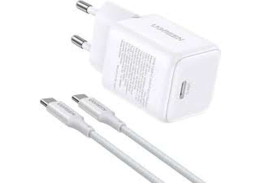 UGREEN X513 Nexode 30W GaN USB-C Fast Charger EU Plug + 1M USB-C Cable Charging Set - White
