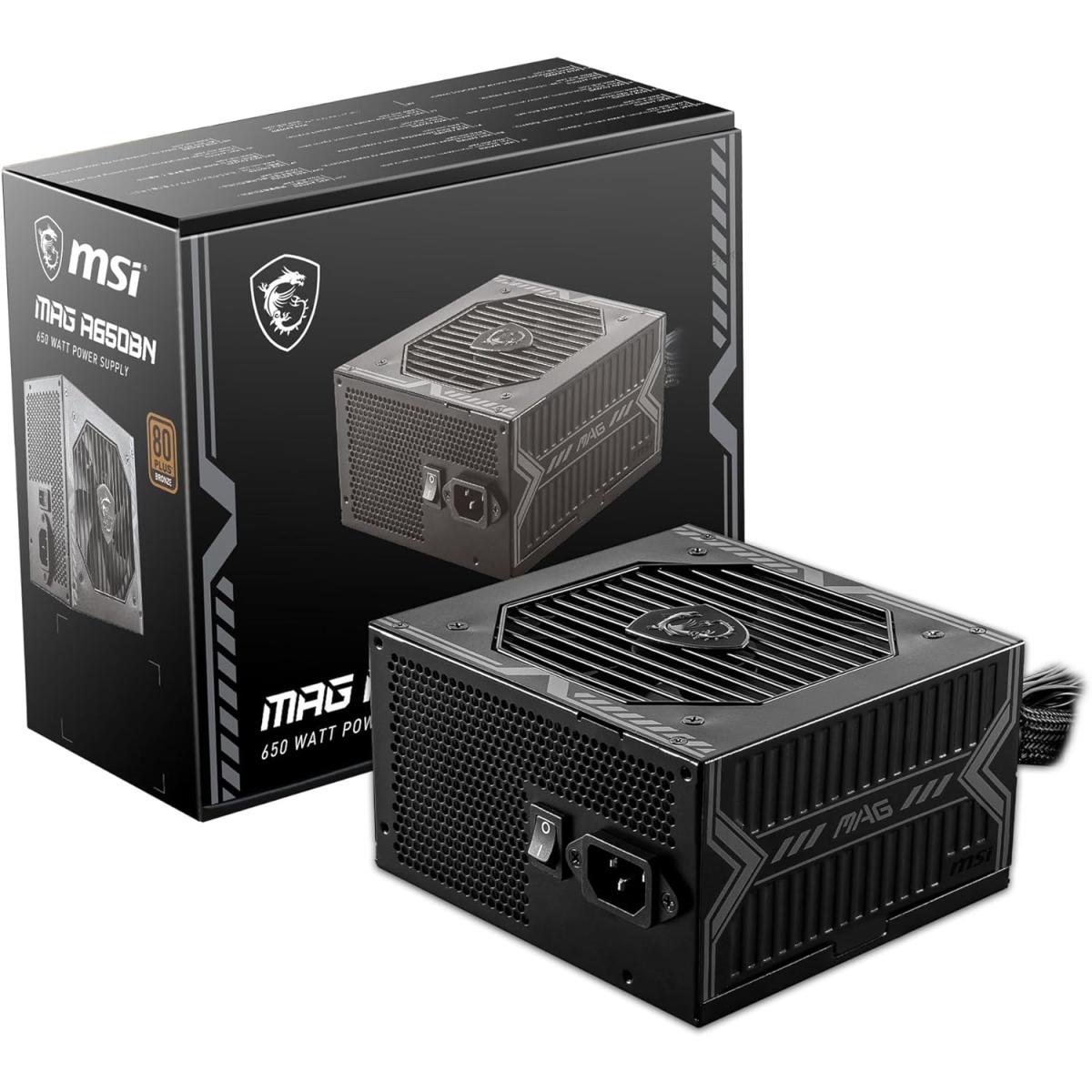 Msi Mag A650bn 80 Plus Bronze Certified 650w Gaming Power Supply Atx Compa Size Black