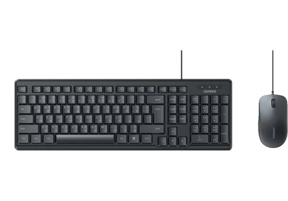 UGREEN Wired Silent Keyboard & Mouse Combo, US/AR Layout - Black / (65777) MK331