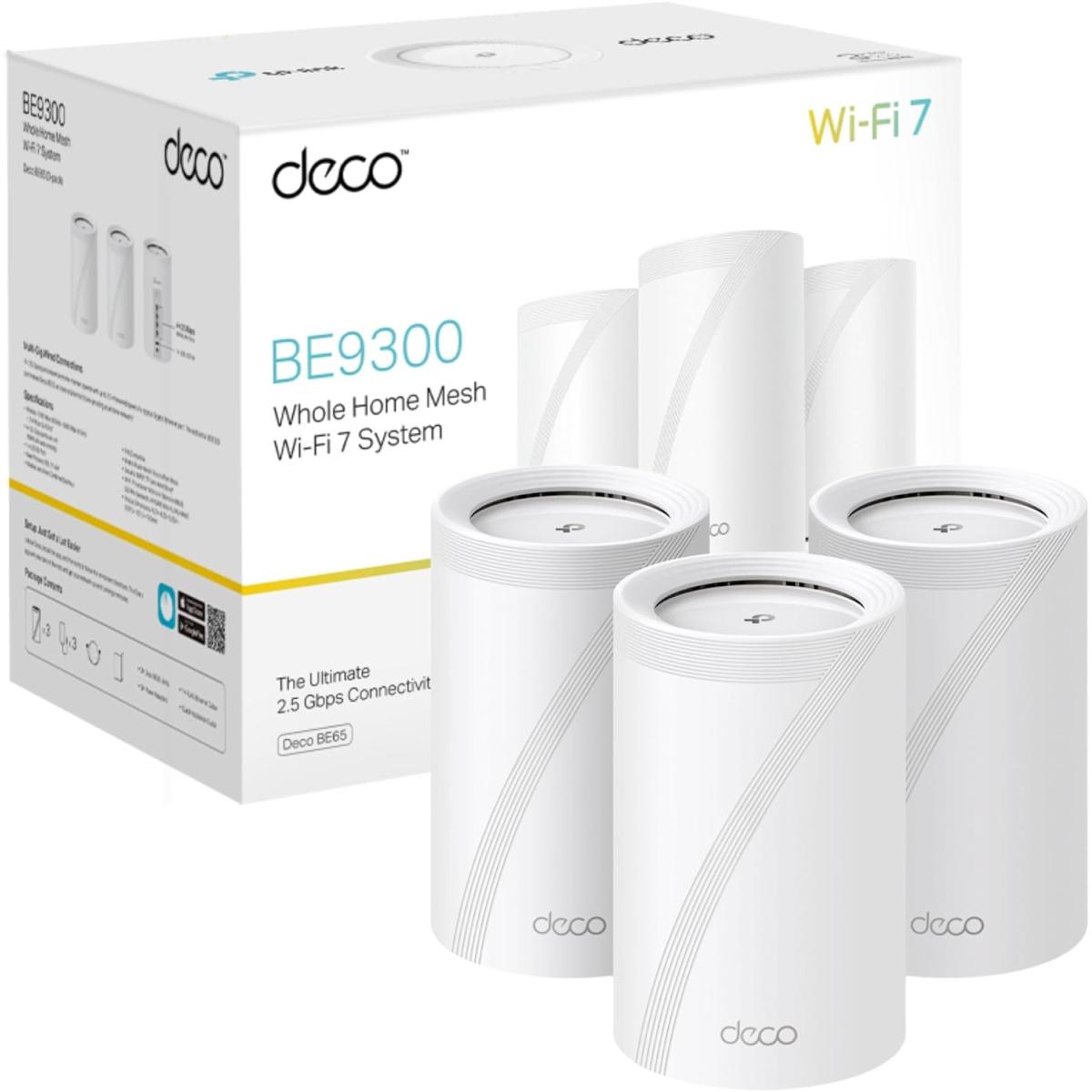 Tp Link Deco Be65 Be9300 Whole Home Tri Band Wifi 7 Mesh Speeds Up To 9214 Mbps Ai Driven Conne Over 200 Devices Ideal For Gaming & 4k 2.5g (3 Pack) - CompuMe Tp Link Deco Be65 Be9300 Whole Home Tri Band Wifi 7 Mesh Speeds Up To 9214 Mbps Ai Driven Conne Over 200 Devices Ideal For Gaming & 4k 2.5g (3 Pack) - CompuMe