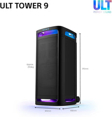 Sony Ult Tower 9AC Party Speaker, 60° Party Sound Carries, Bluetooth, Optical, Black - SRS-ULT900AC