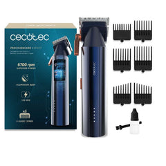 Cecotec Hair Clipper with Digital Brushless, 2Speeds, Aluminium Body, Ceramic Blades, 6Guide Combs, Black / Blue - A01_EU01_116286