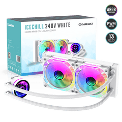 GameMax IceChill 240V White, Liquid CPU Cooler 240mm Addressable RGB