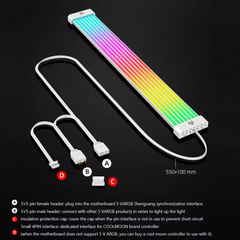 AOSOR AL260 ARGB LED Light Strip for 3x8PIN GPU Motherboard Power Extension Cable Aura Sync Flexible LED Strip Light