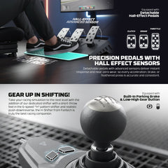 Fantech R1V2 Racing Steering Wheel Dual - Motor Vibration 270° / 900° Rotation 15 Buttons + D - Pad 6 Gears + Reverse 3 Pedals (Clutch