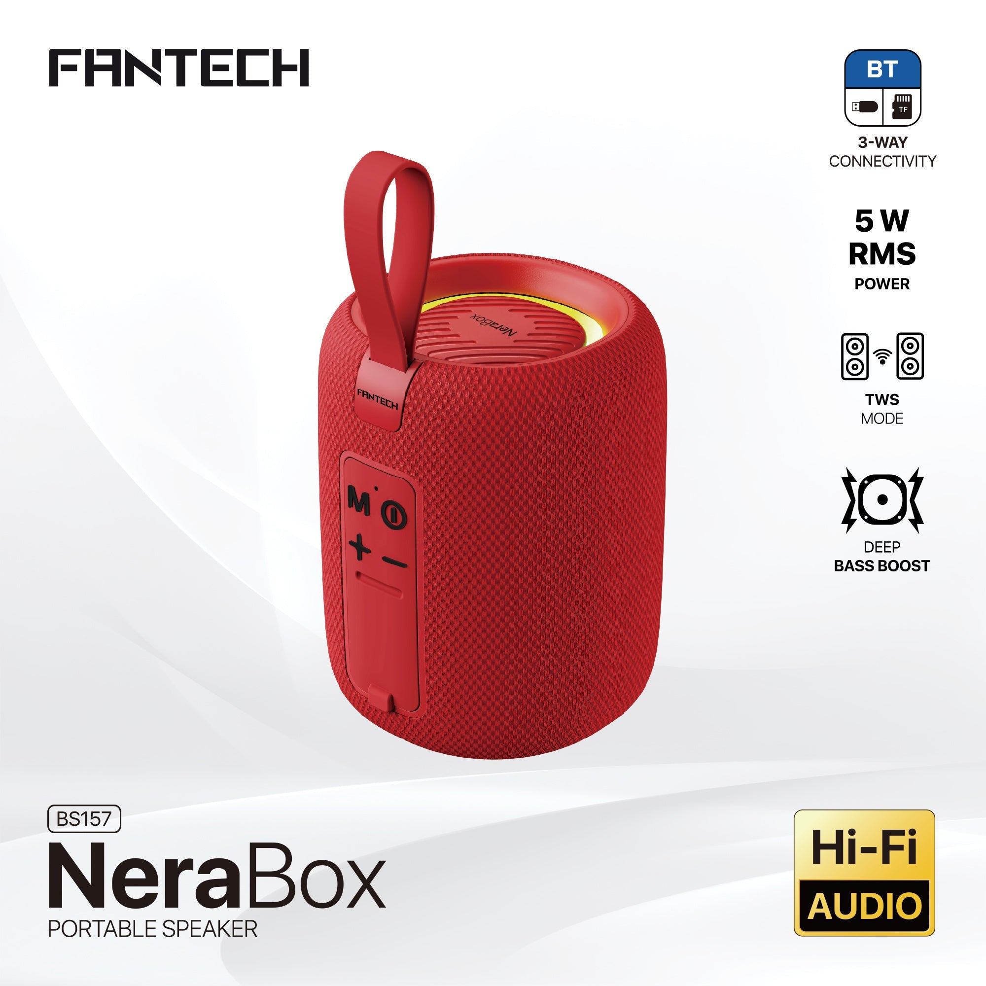 FANTECH(BS157) - NeraBox 5W RMS PORTABLE SPEAKER - Red