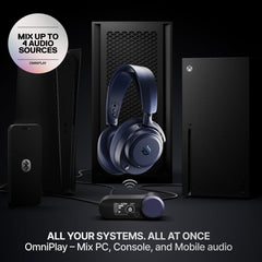 SteelSeries Arctis Nova Pro Omni - Hi-Res Wireless Gaming Headset, 96kHz/24bit, ANC, ClearCast Pro Mic, AI Noise Rejection, Mobile App, Mix 2.4GHz + BT, OmniPlay PC+PlayStation+Xbox - Midnight Blue