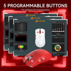 ATTACK SHARK X11 Lightweight Wireless Gaming Mouse with RGB Charging Dock,Tri-Mode-2.4G/USB-C Wired/BT,22K DPI,PAW3311 Optical Sensor,HUYU Switch, 5 programmable Buttons for PC/Mac(Red)