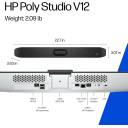 HP Poly Studio V12 USB Video Bar – 20MP 4K UltraHD Camera, 120° FOV, AI DirectorAI, Beamforming Microphones, USB‑C Connectivity, Poly Lens Remote Management