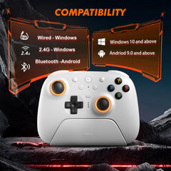 8BitDo Ultimate 2 Wireless Controller, Game Gamepad for PC Steam Android with TMR Joysticks, Switchable Hall Effect/Tactile Triggers, RGB Fire Ring, PC Steam Gamer Gift