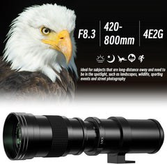 RF 420-800mm F8.3 Telephoto Zoom Lens(MF) + T-Mount for Canon EOS R6 Mark II/R5 Mark II/R5/R3/R7/R8/R10/RP/R6/R50/R1/R5 C/R50 V/R100/R/Ra - Manual Focus Mirrorless Cameras Lens(RF Mount)