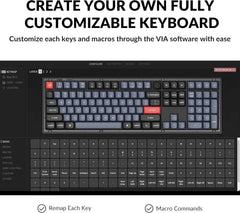 V6 Wired Custom Mechanical Keyboard Knob Version, Full-Size QMK/VIA Programmable with Hot-swappable Keychron K Pro Brown Switch Compatible with Mac Windows Linux (Frosted Black-Translucent)