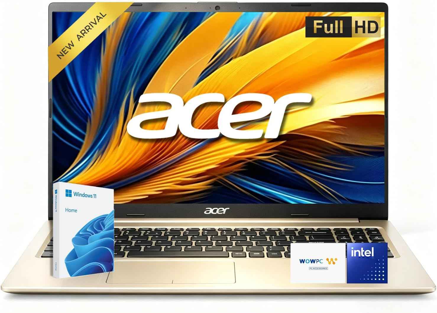 ACER Aspire 15.6" FHD Laptop for Home & Work, Intel Celeron N4500, 8GB RAM, 128GB SSD, Windows 11, Fast WiFi, HDMI, Thin & Lightweight