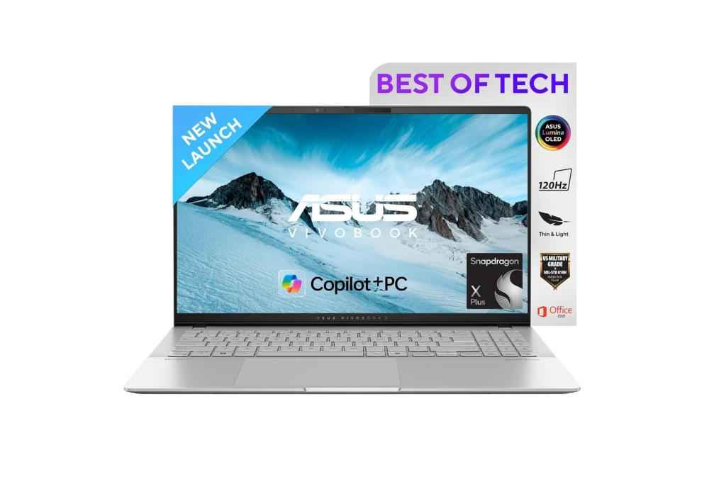 New Laptop ASUS Vivobook S 15 OLED | Snapdragon® X Plus X1P 42 100 Processor , Qualcomm® AI Engine 16GB DDR5X , 15.6 inch 3K OLED 120Hz Very Long Rang Battery