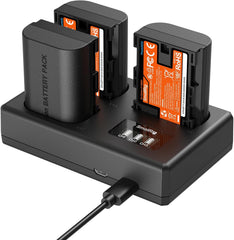 LP-E6NH Camera Battery Kit for Canon, Triple-Slot LCD Charger with 3-Pack 1940mAh Batteries, Full Decode for Canon EOS R6 Mark II,R5,R6,R7,R5C,5D Mark II/III/IV,R,6D,6D Mark II,70D,80D