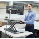 Fellowes Lotus™ Sit-Stand Workstation Desk Riser - Black | 22 Height Settings, Smooth Lift Technology, Integrated Cord Management & Fully Assembled
