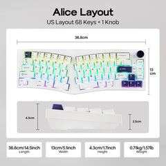 Feker Alice80 68 Keys Ergonomic Mechanical Keyboard with Aula SC620 Gaming Mouse