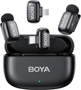 BOYA Mini Wireless Microphone for iPhone/Android/PC/Tablets with USB C/Lightning Plug - Black