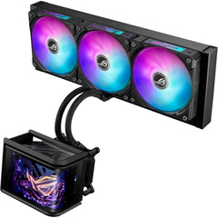 ASUS ROG Ryuo IV SLC 360 ARGB 6.67" AMOLED 3D Curved Panoramic Display, Ultra Performance All-In-One 360mm Liquid CPU Cooler, Sliding LCD Panel w/ Pre-Installed 3x ROG RYUO IV MF-12C ARGB Fan - Black