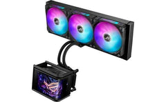 ASUS ROG Ryuo IV SLC 360 ARGB 6.67" AMOLED 3D Curved Panoramic Display, Ultra Performance All-In-One 360mm Liquid CPU Cooler, Sliding LCD Panel w/ Pre-Installed 3x ROG RYUO IV MF-12C ARGB Fan - Black