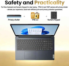 IdeaPad Slim β’ 15.6" Business Laptop with Microsoft 365 Included β’ 12GB DDR4RAM β’ 1.2TB Storage (256GB SSD + 1TB OneDrive) β’ Intel 4 Core β’ Privacy Shutter β’ Dolby Audio β’ Copilot AI β’ Windows 11