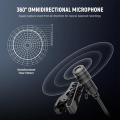 Mini Lavalier Microphone (2 Pack), 6.6ft/2m Clip On Wired Condenser Lapel Lav Mic with 3.5mm TRS Connector Compatible with DJI Mic 2 DJI Mic, CM31 Wireless Lavalier Microphone Included